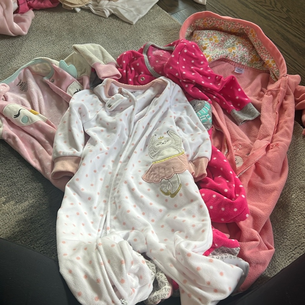 Lot of four girl footed onesie
